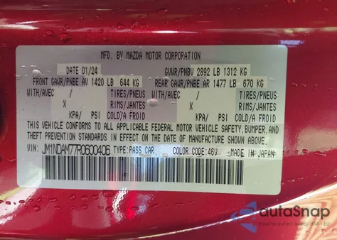 2024 Mazda Mx-5 Miata Rf Grand Touring from USA, damaged, VIN JM1NDAM77R0600406